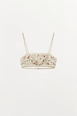 ZARA БЮСТГАЛЬТЕР С ВЫШИВКОЙ И БУСИНАМИ, ЭКРЮ