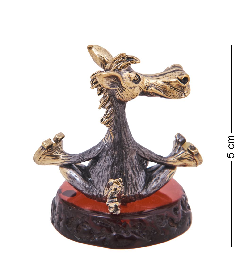 Народные промыслы AM-4186 Фигурка «Лошадь-Дзен» (латунь, янтарь)