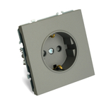 Розетка 1-местная с защитной шторкой с/з (механизм), STEKKER, 250В, 16А, серия Эмили, RST16-5110-10, платиново-серый, soft touch 49958