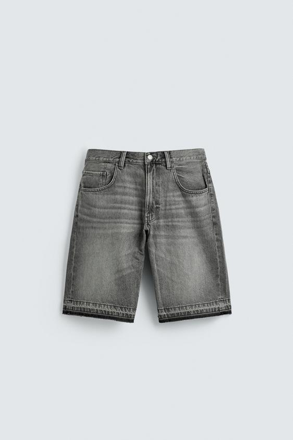ZARA ДЖИНСОВЫЕ ШОРТЫ RELAXED FIT, СЕРЫЙ