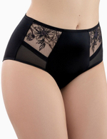Трусы-макси с нежной цветочной вышивкой (Размер: 52) (Цвет: черный)