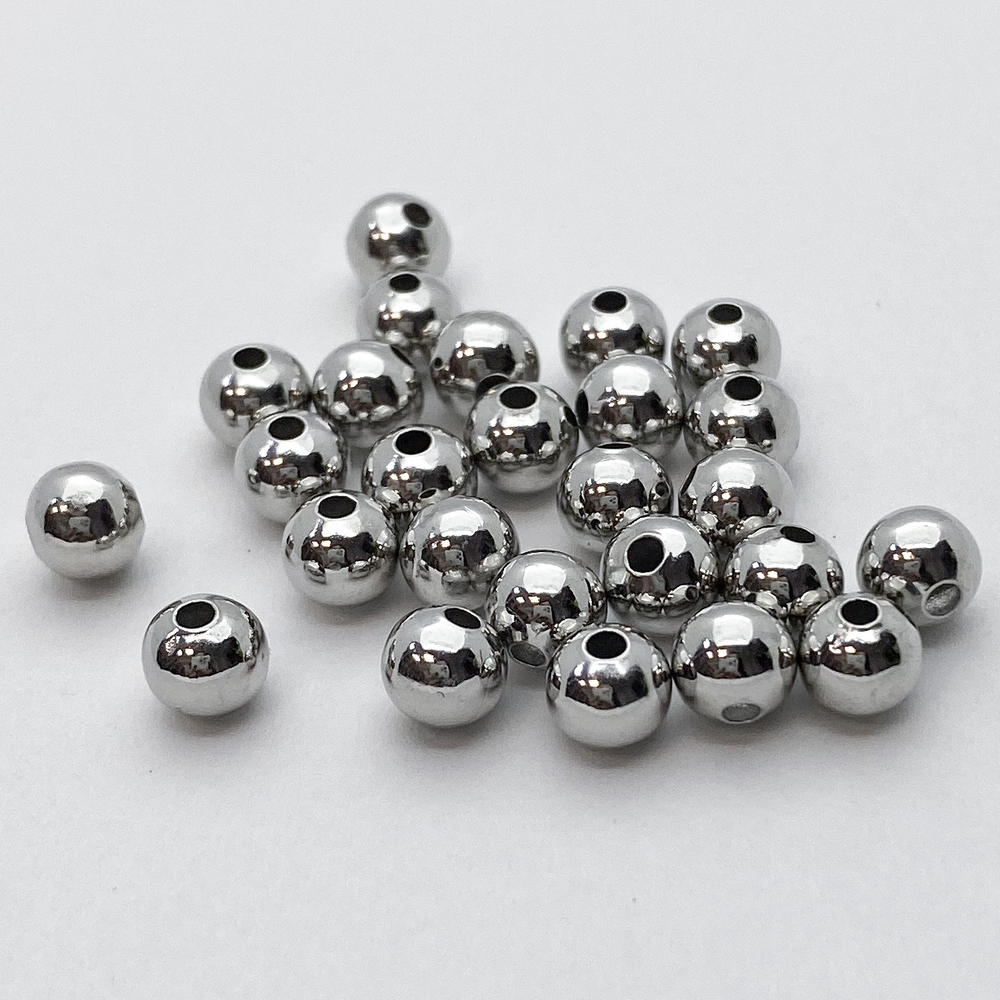 Бусина, цвет серебро, размер 6 мм, цена за 10 шт