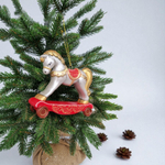 Лошадка Каталка ёлочная игиушка из фарфора