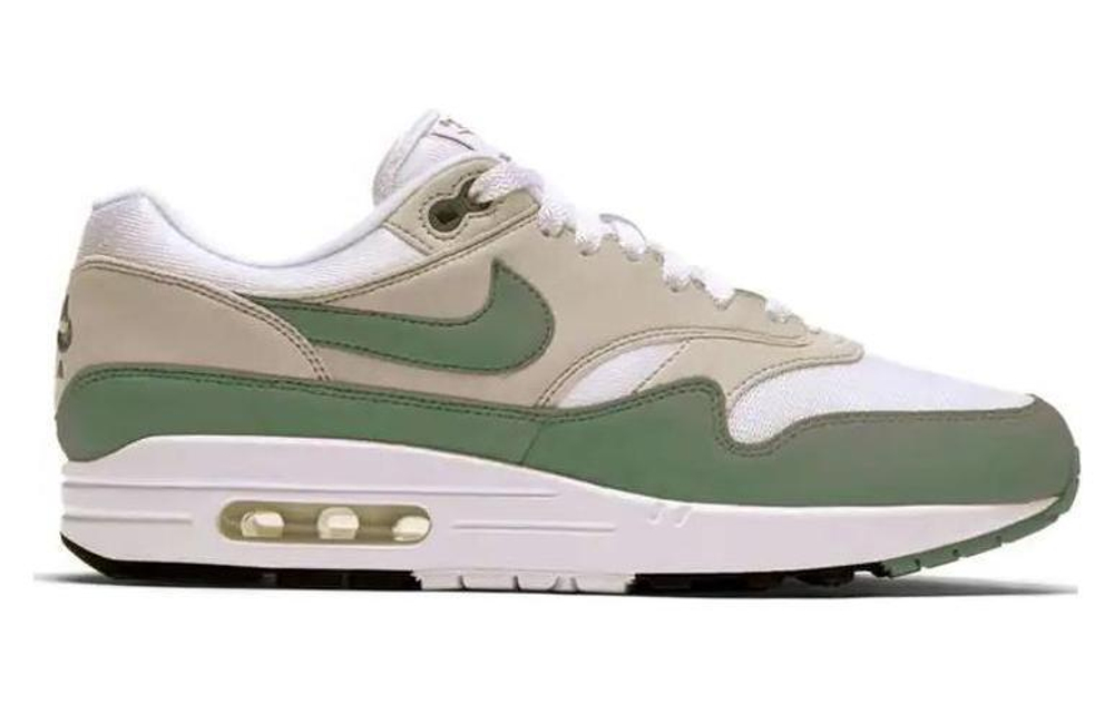 Nike Air Max 1 "Mica Green" shock absorption, non-slip, wear-resistant, low-cut life casual shoes men's white brown green