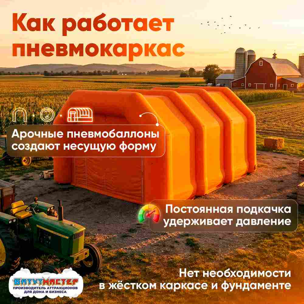 Надувной ангар ПВХ, постоянная подкачка «Арктик Макс», 12×10×5 м