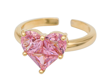 Кольцо Сердце с розовыми кристаллами small
