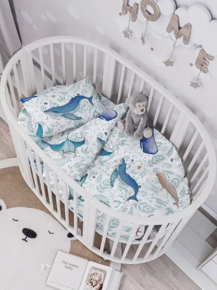 Комплект постельного белья Lemony kids в овальную кроватку Gianni Голубой 3 предмета