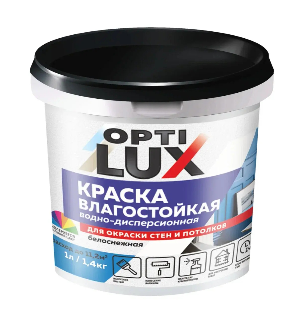 OPTILUX  Краска акриловая влагостойкая белоснежная  1,4кг (ИжСинтез)