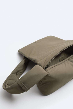ZARA СУМКА ИЗ НЕЙЛОНА С КЛАПАНОМ, ХАКИ