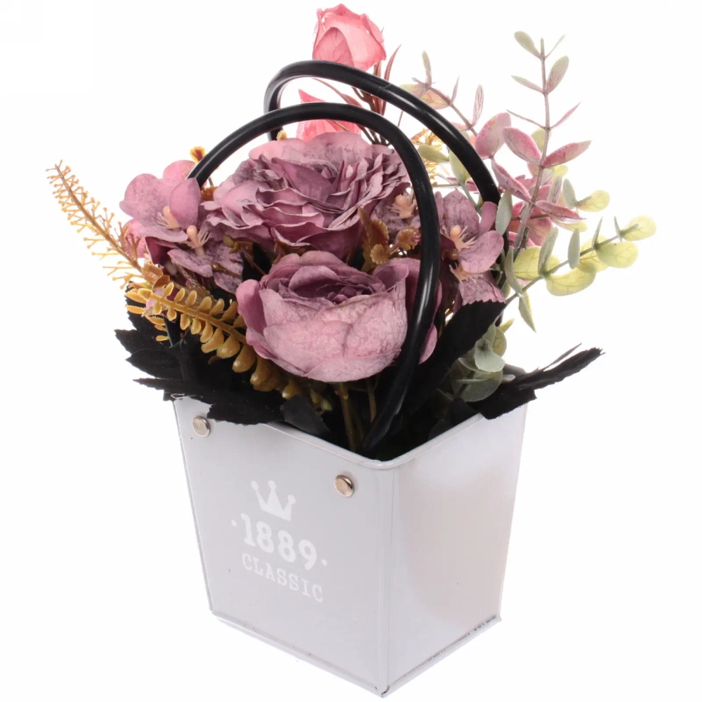 Цветочная композиция «Розовый туман» 15*11*20см в корзинке, цвет дымчато-розовый