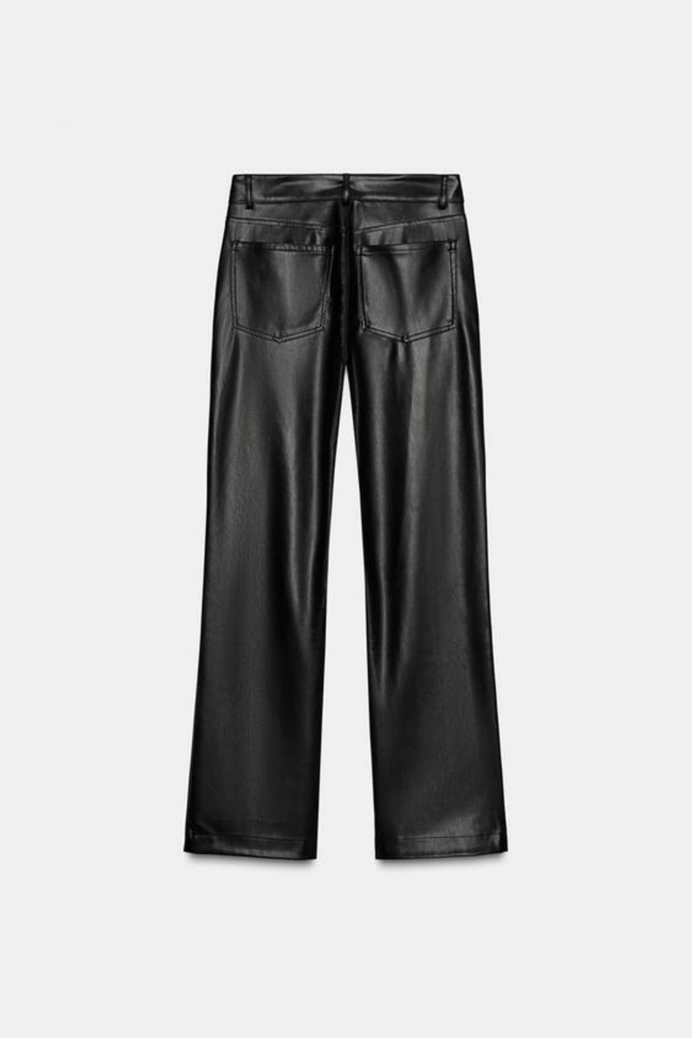 ZARA БРЮКИ ИЗ ИСКУССТВЕННОЙ КОЖИ С НИЗКОЙ ПОСАДКОЙ, ЧЕРНЫЙ