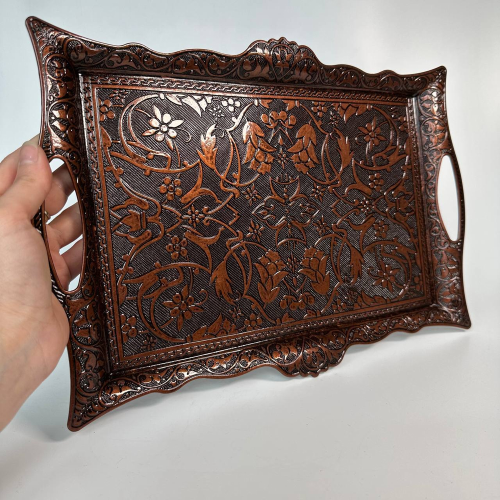 Поднос "Традиционный" с узором 30*20см/ACAR. Турция (серебристый)