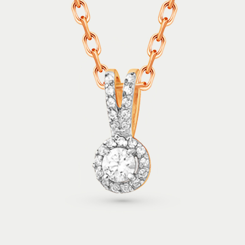 Подвеска из красного золота 585 пробы с фианитами для женщин (арт. П1328874)