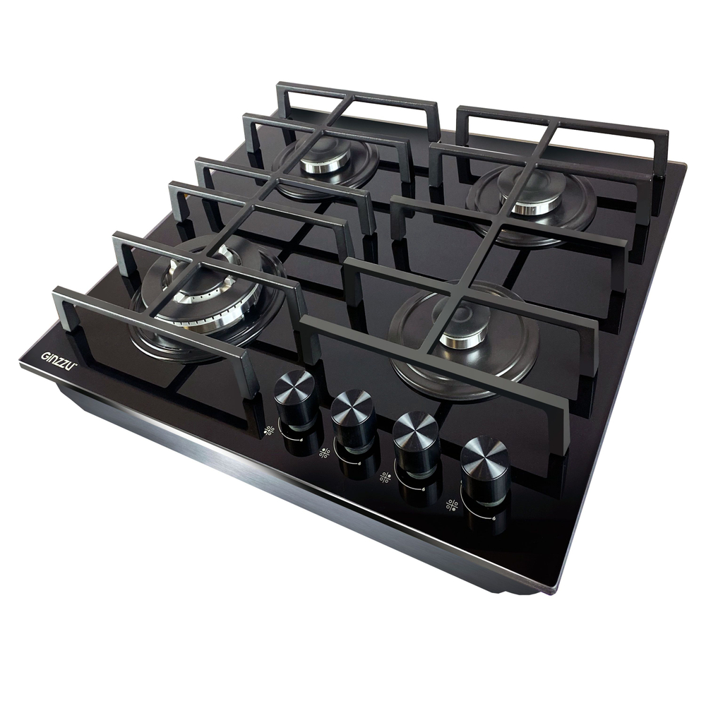 Варочная панель газовая HCG-464, стекло 4 конф, черная, эл.поджиг, газконтроль