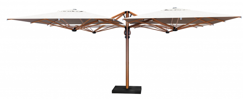 Зонт профессиональный четырехкупольный 6х6 м Scolaro Galaxia Quattro Timber, имитация ироко, слоновая кость