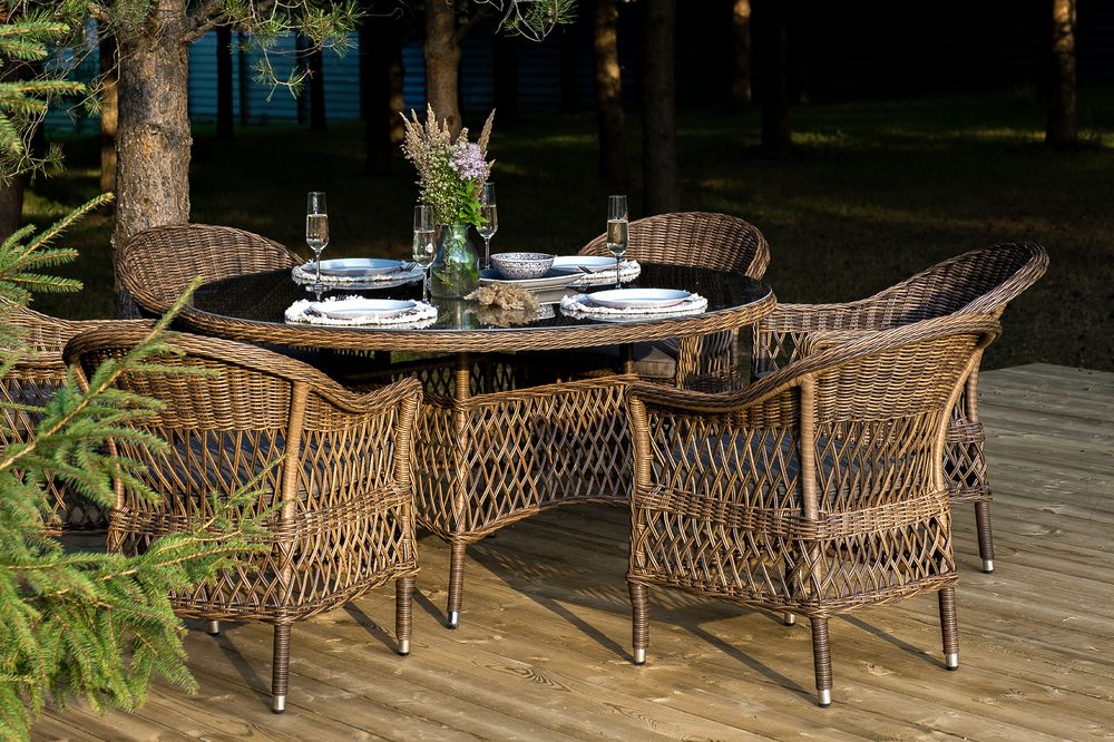 "Эспрессо–150 S" обеденная группа плетеная, цвет коричневый