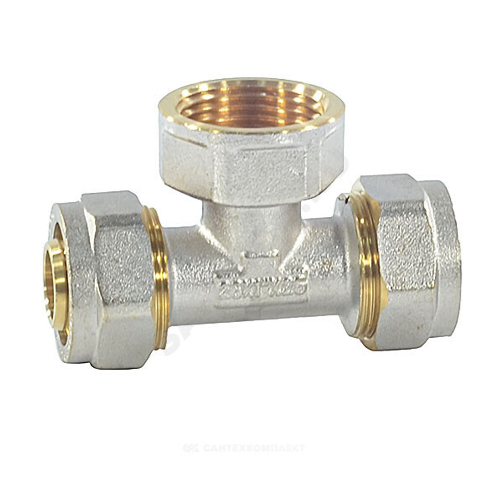 Тройник МП латунь никель обжим Дн 20х3/4"х20 ВР ГОСТ 32415-2013 7013 Aquasfera 7013-02
