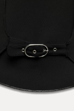 ZARA ЭЛАСТИЧНЫЙ ТОП С ПРЯЖКОЙ, ЧЕРНЫЙ