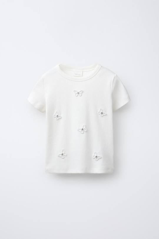 ZARA ФУТБОЛКА В РУБЧИК, БЕЛЫЙ
