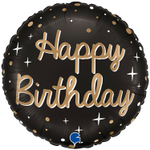 Шар Фольгированный HAPPY BIRTHDAY Черный фон (Черный)