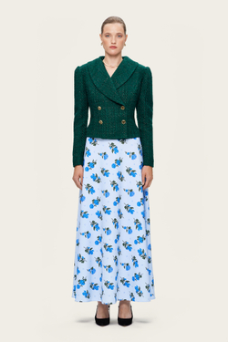 Голубая юбка-макси с цветочным принтом "Фелиция"