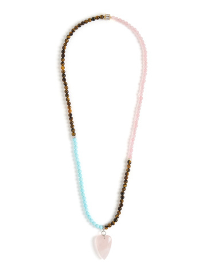 Колье "Stone Heart" из тигрового глаза, розового кварца и турквенита