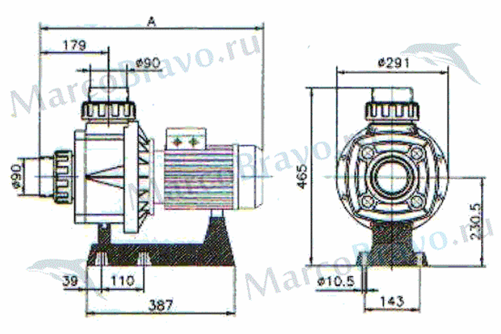 Kripsol Насос без префильтра Karpa KA550 T1.B / HCP10553E1 (78 м³/ч, 380В, 4.7кВт, 5.5HP, Ø90 мм)