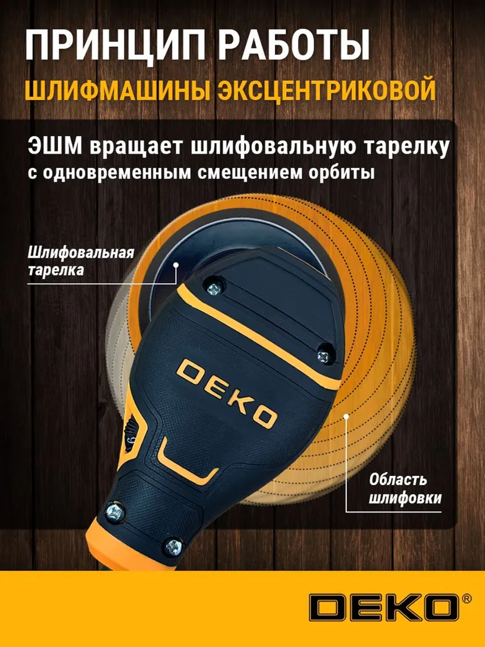 Шлифовальная машина эксцентриковая сетевая DEKO DKG400-125