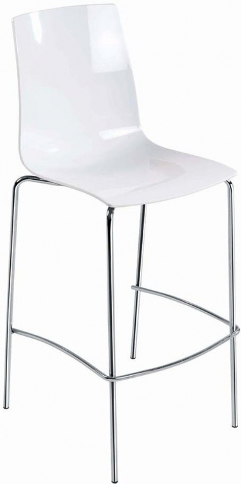 Стул пластиковый барный Papatya X-Treme BSL, хромированный, белый