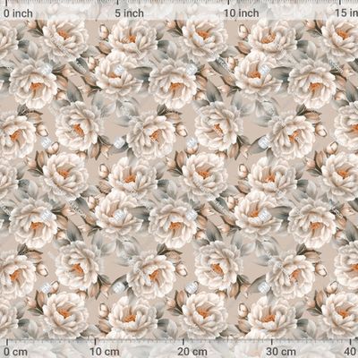 Цветы пиона. Бежевый узор by Gribanessa Art 652 DPI