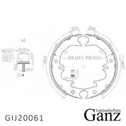 Колодки барабанные TOYOTA Land Cruiser / LEXUS GX470 GANZ GIJ20061