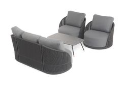 "Монтелла" лаунж-зона 5-местная плетеная из роупа (веревки), каркас алюминиевый темно-серый, роуп темно-серый