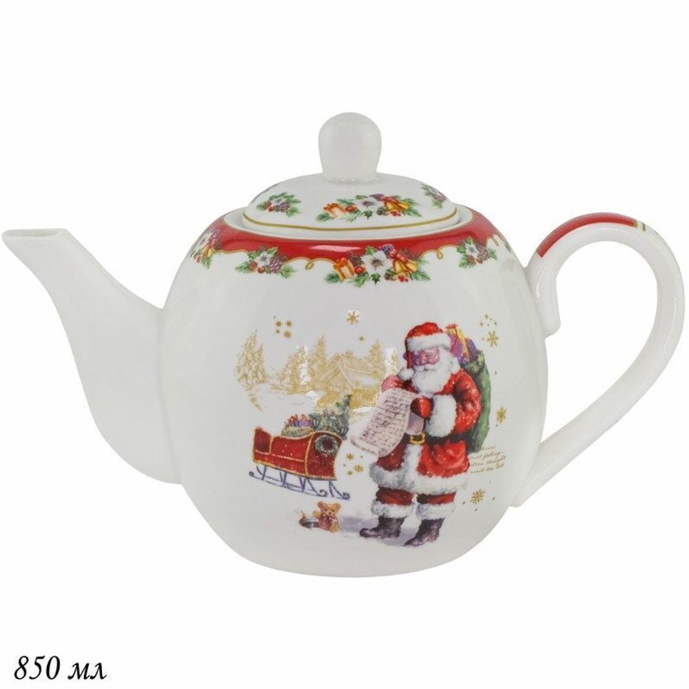 Lenardi 205-319 Чайник 850 мл НОВЫЙ ГОД в под.уп.(х24)Фарфор