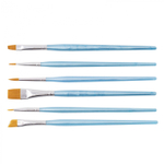 Набор кистей Yalong, 6 шт, нейлон, плоские №2, №6, №8, №14, круглые №2, №4, пластиковая ручка, блистер, голубые, европодвес.