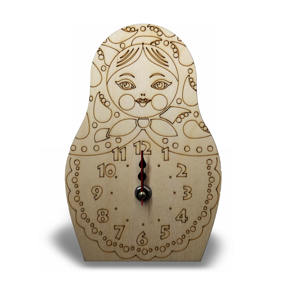 Конструктор Часы раскраска "Раскрась и собери деревянные часы Матрешка" Декор для дома, подарок