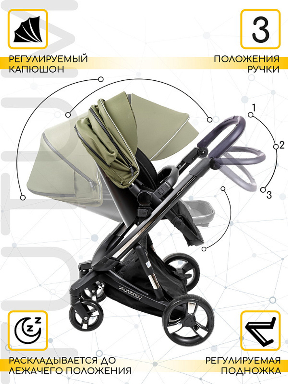 Детская коляска AmaroBaby Tutum 2 в 1 хаки