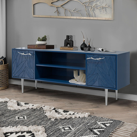 Тумба под ТВ Арт Колор leaves 155см Стайл Сильвер Королевский синий