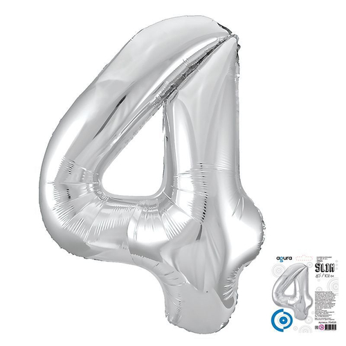 Цифра 4 серебро 40" Agura