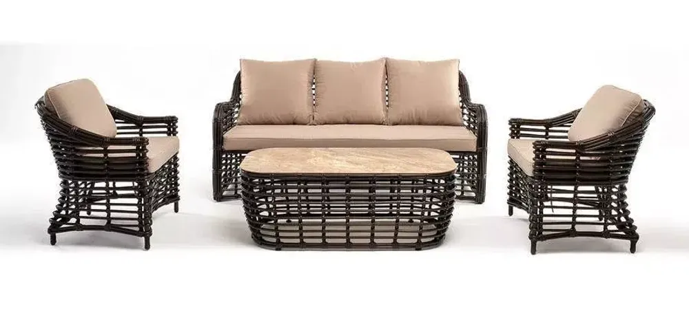 "Ницца" лаунж-зона из искусственного ротанга, цвет бронзовый