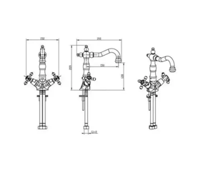 Смеситель для умывальника высокий Boheme ROYAL CRYSTAL 312-Royal/CRST Black