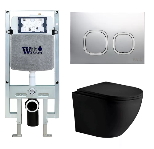 Унитаз с инсталляцией WeltWasser AMBERG 497 ST + MERZBACH 043 MT-BL + AMBERG RD-CR