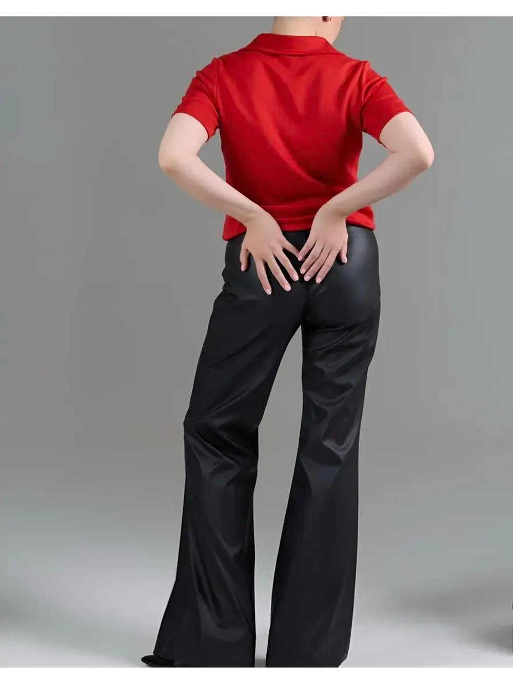 Брюки клеш от колена кожаные экокожа