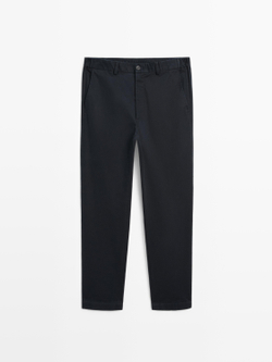 Massimo Dutti Зауженные брюки с эластичными вставками по бокам, темно-синий