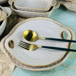 Lenardi 205-693 Набор из 2 блюд 23см ДЮНА с ручками в под.уп.(х18)Фарфор