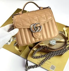 Мини-сумка Gucci GG Marmont с ручкой сверху бежевый