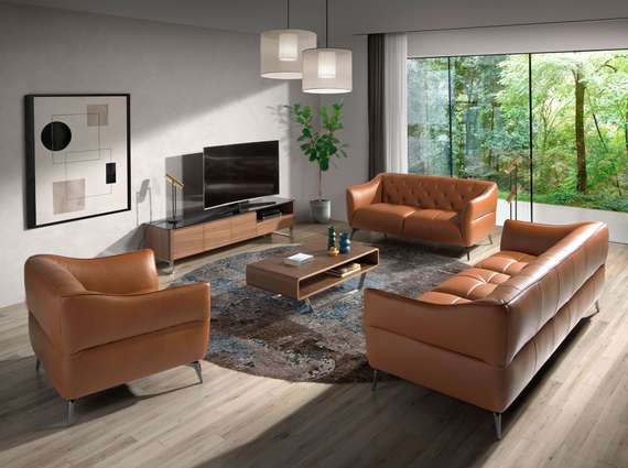 Двухместный диван Angel Cerda KF150-2P, коричневая кожа