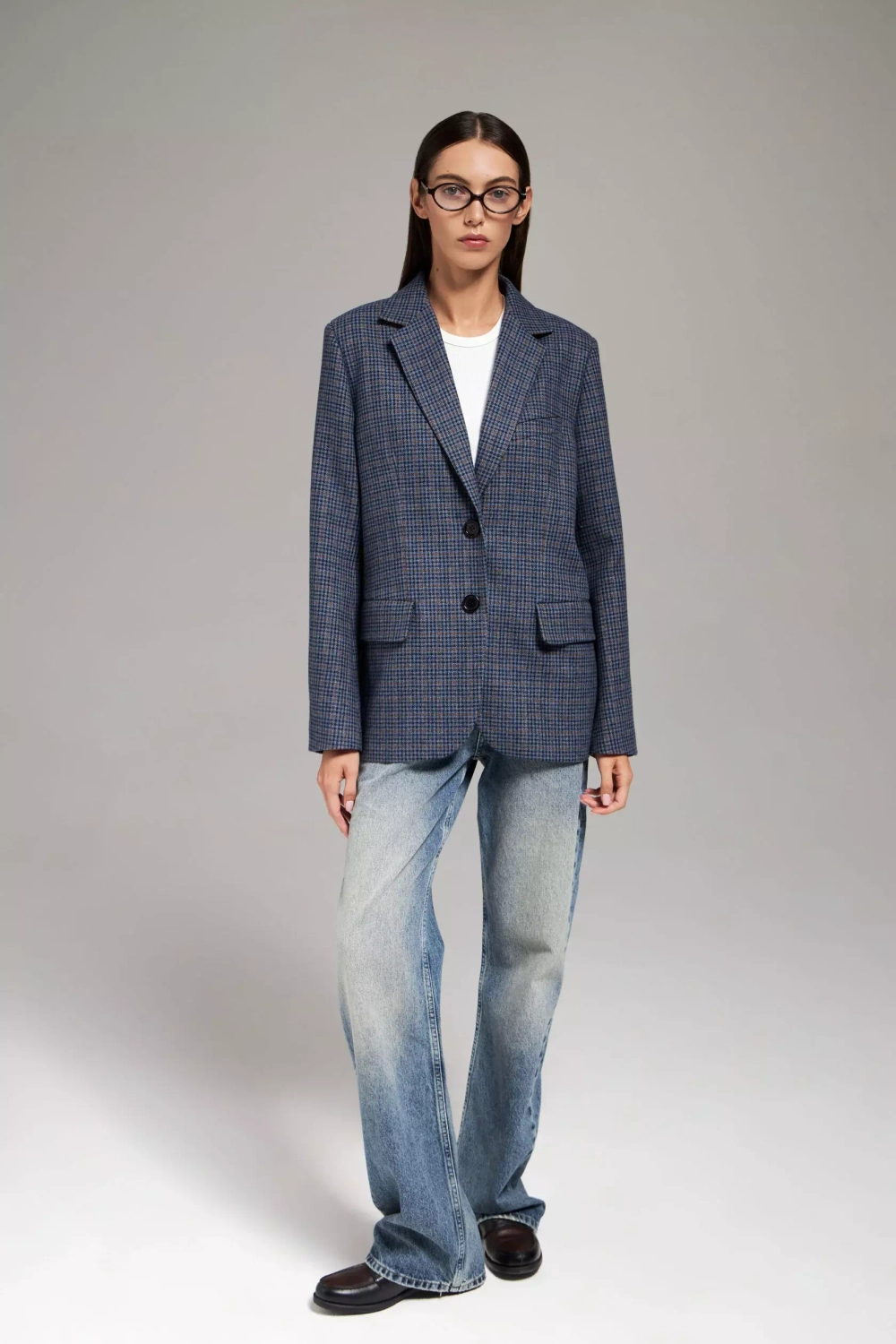 Жакет в клетку, Синий