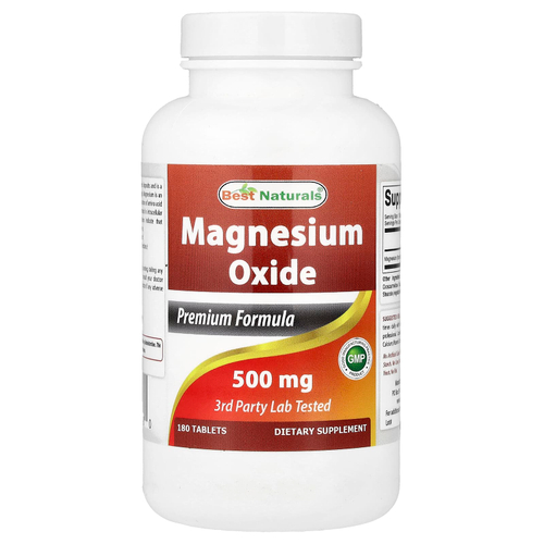 Best Naturals, Оксид магния, 500 мг, 180 таблеток