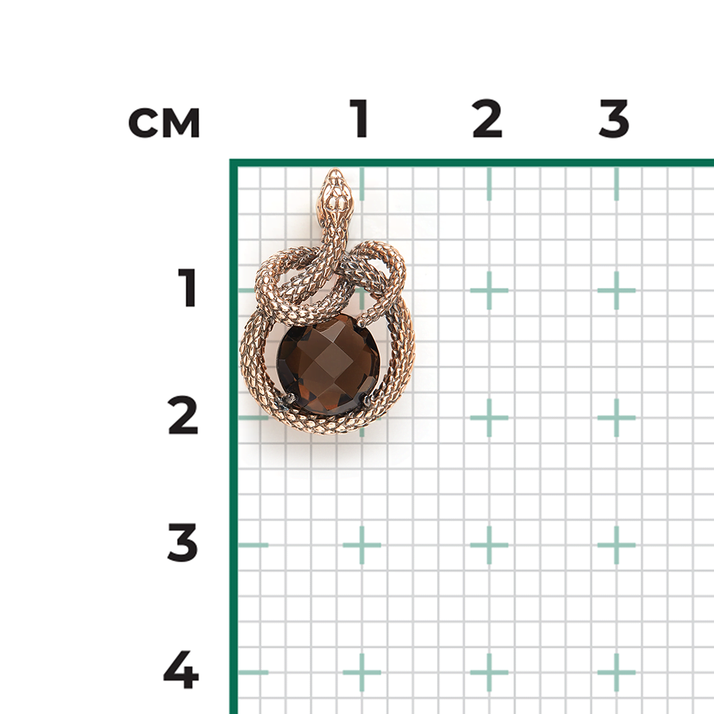 Подвеска «Искушение» из красного золота с кварцем дымчатым