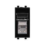 Компьютерная розетка RJ-45 модульная, кат.6 экранированная, "Avanti","Черный квадрат", 1 модуль